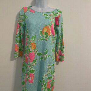 Lilly Pulitzer XS Marlowe Dress Pool Pink Lemonade 3/4 Sleeve NWT